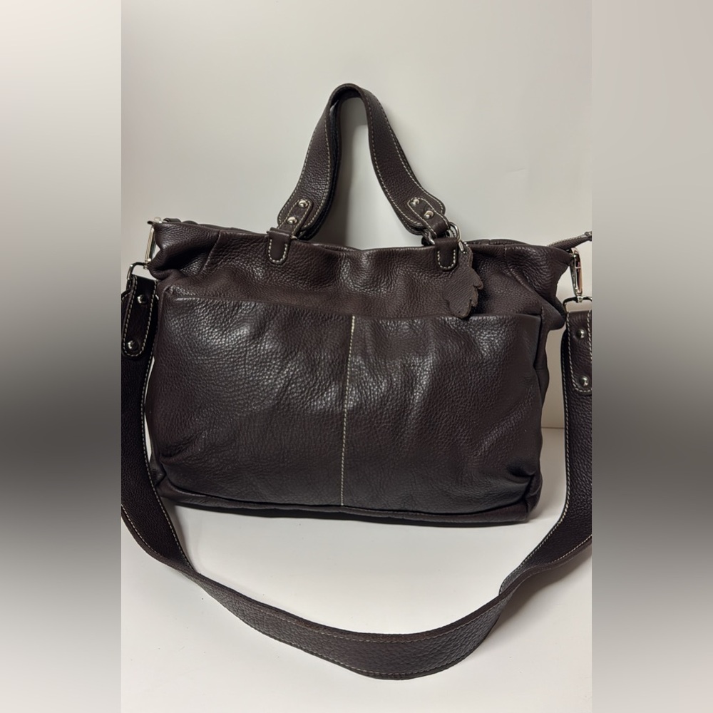 VINTAGE ROOTS VILLAGE TRIBE TOTE HOBO SHOULDER BAG BROWN PEBBLE LEATHER - Picture 2 of 16